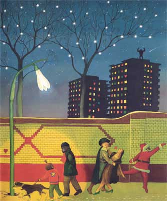 Dad, Smudge and Albert walking home