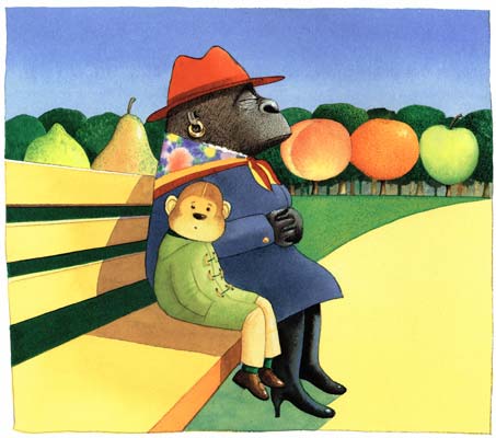 Charles and Mum sitting on the park bench